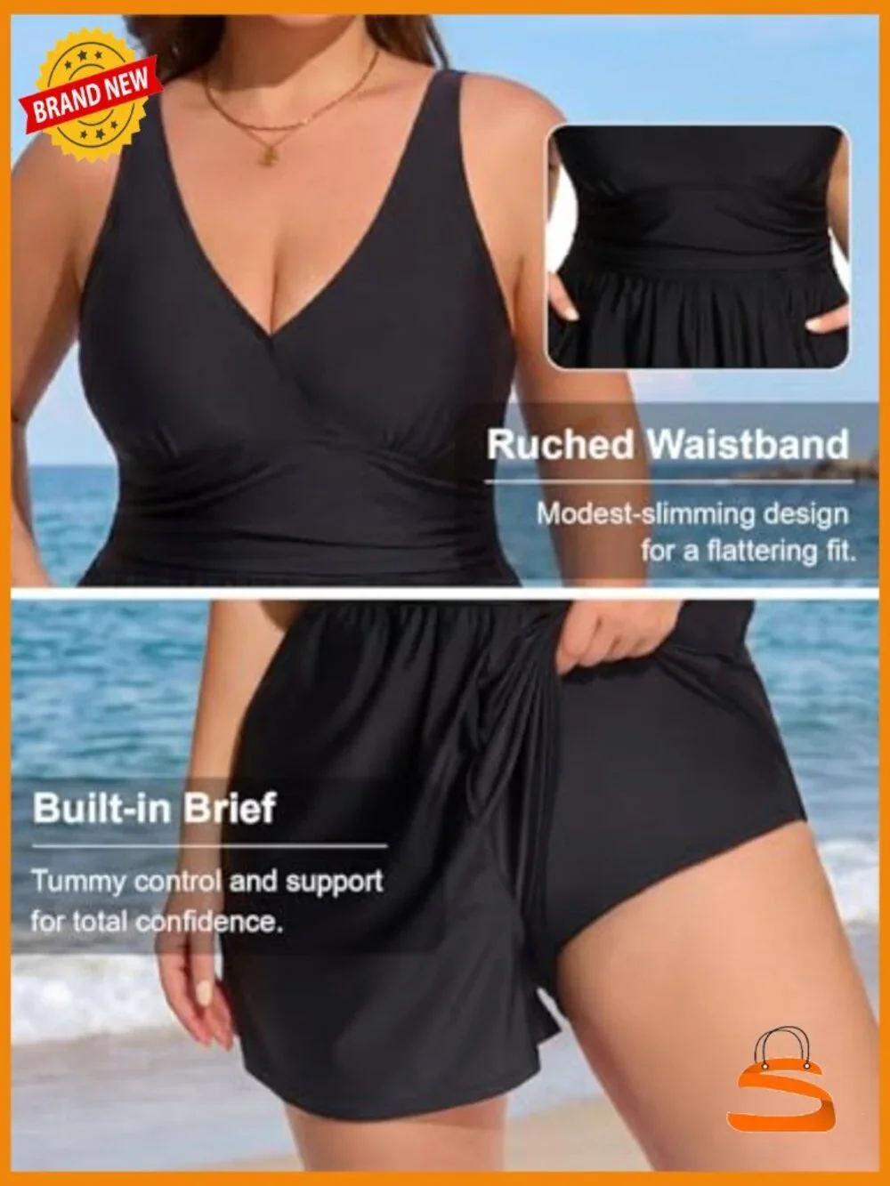 Plus Size One Piece Swimsuit Swim Romper with Shorts and Pockets